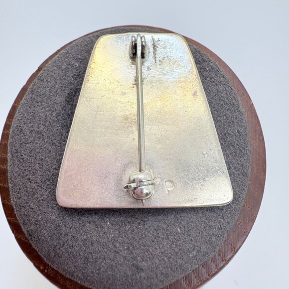 VTG Solid Sterling Silver 925 Kokopelli Trapezoid Brooch Size 1" Length - Picture 4 of 9